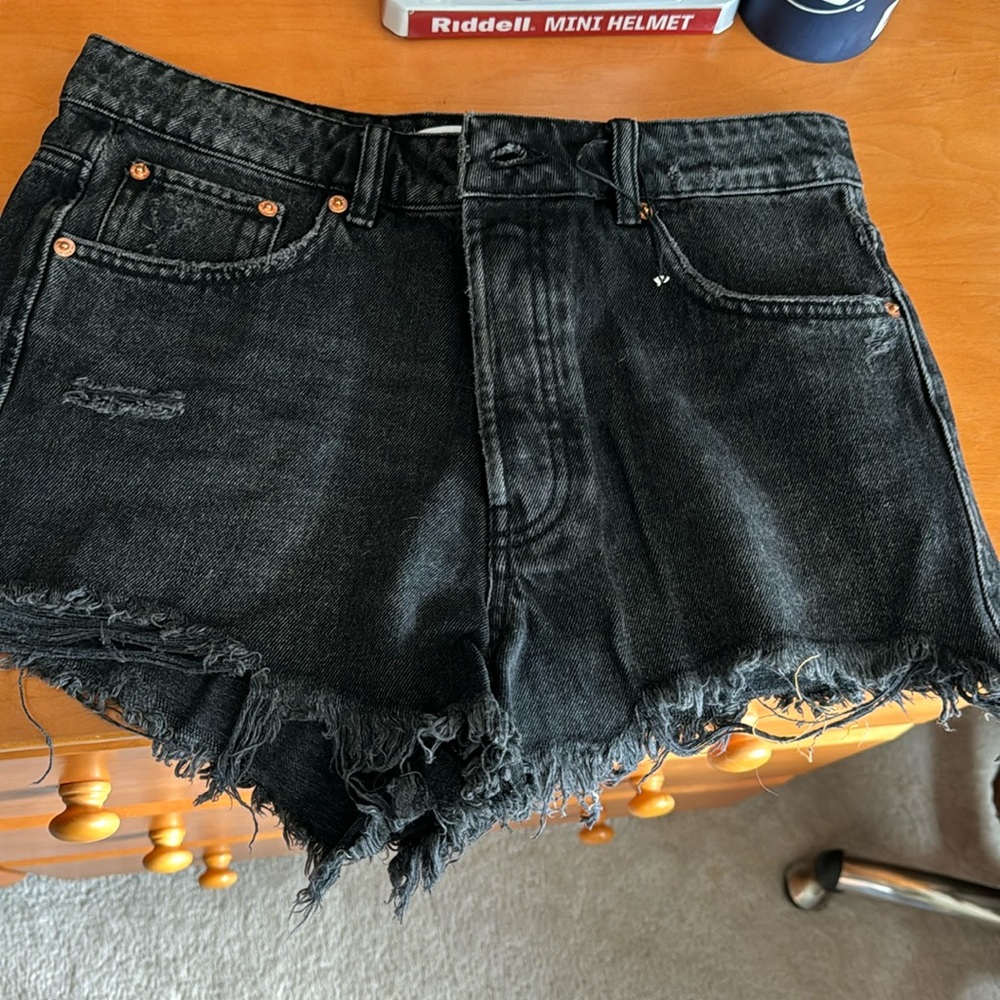 Zara- black denim shorts. Size 6. NWT